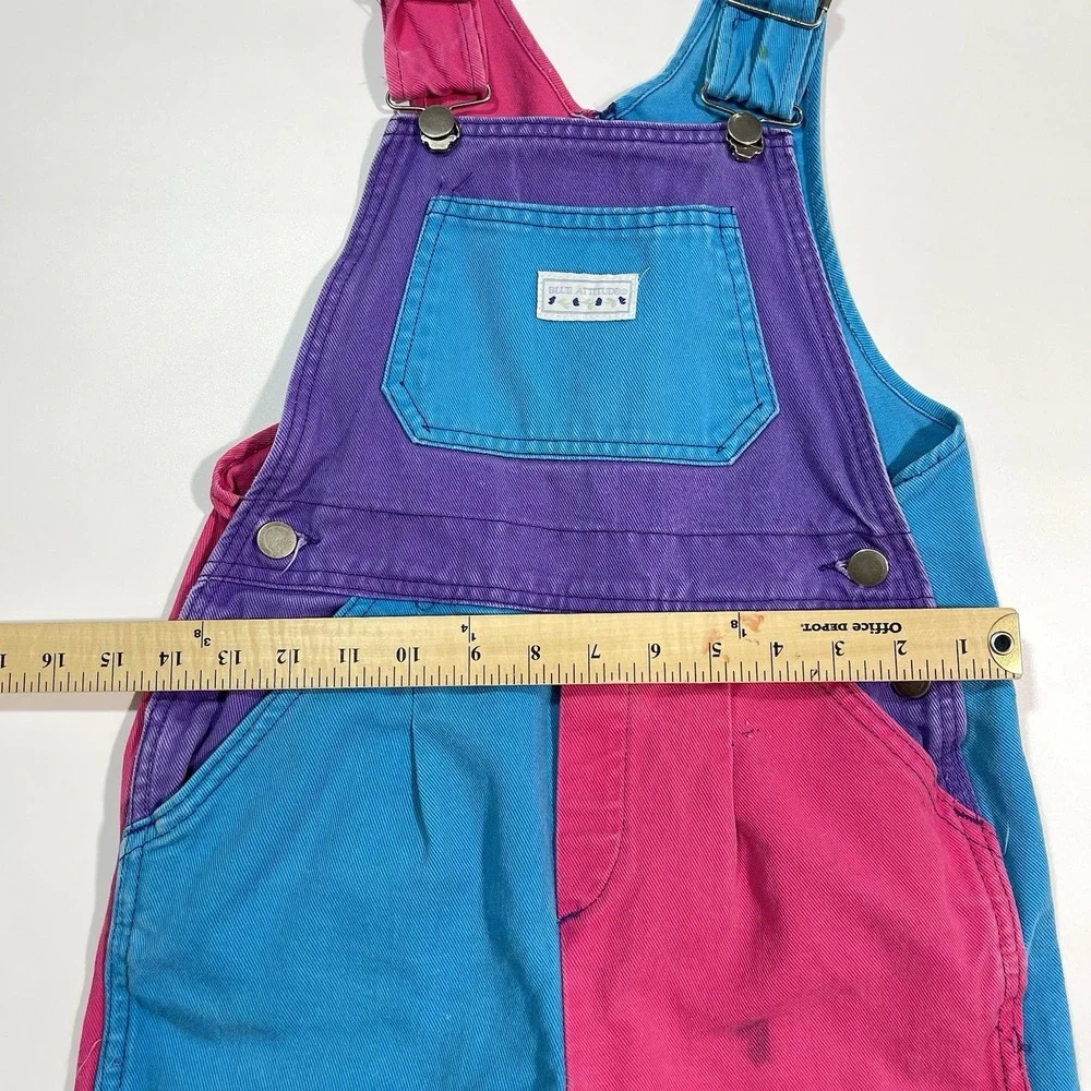 Vintage 90s Blue Attitude Multicolor Overalls Kids Size 10
